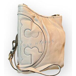 Authentic Tory Burch Nude East West Largo Logo Shoulder Bag/Crossbody